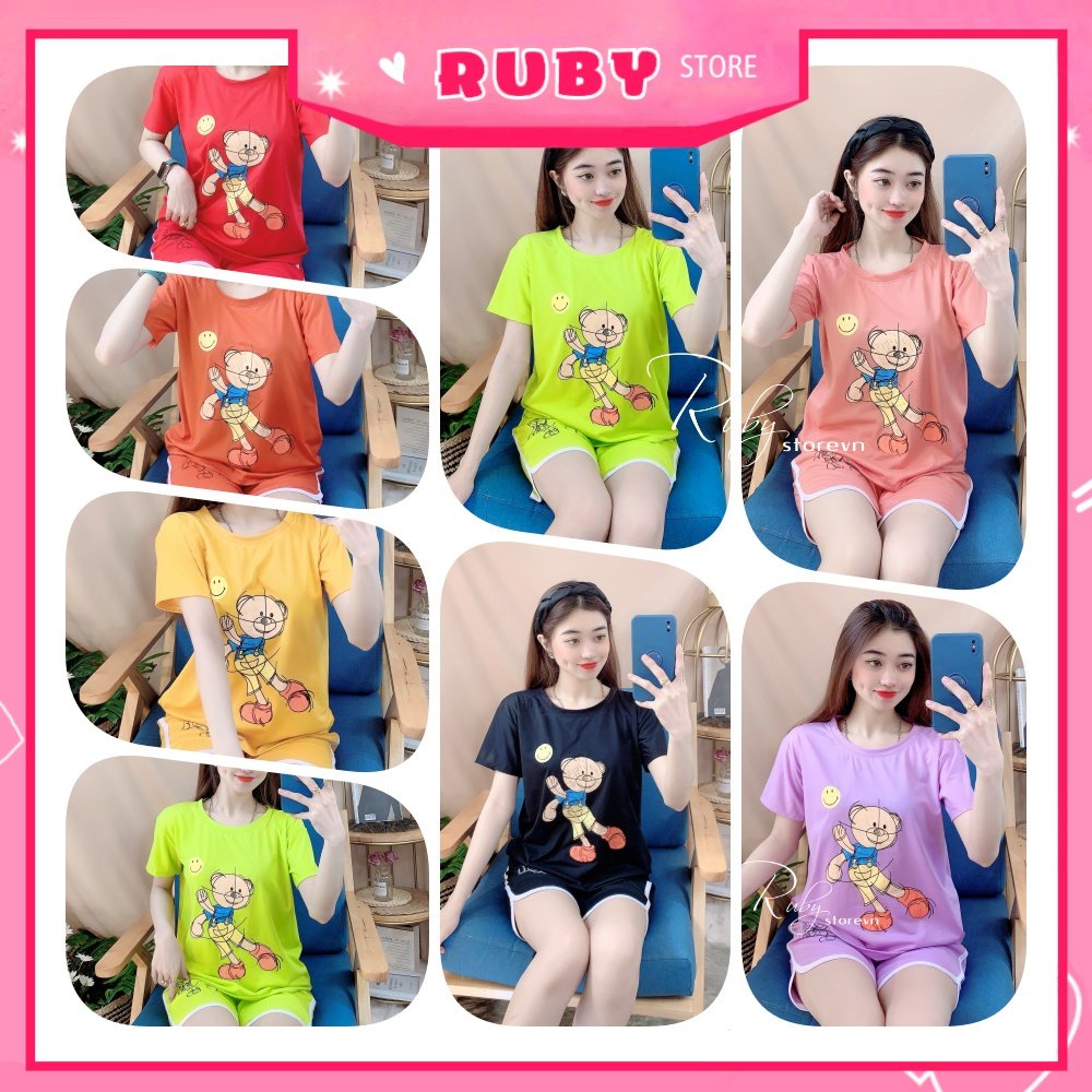 Đồ bộ nữ mặc nhà chất thun mềm mịn  in hình hoạt hình dễ thương Đồ bộ thun đùi BTT103