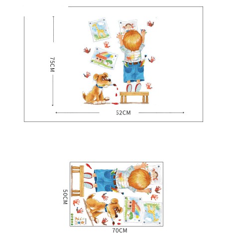 Decal trang trí tường Bé vẽ tranh mẫu mới 2021
