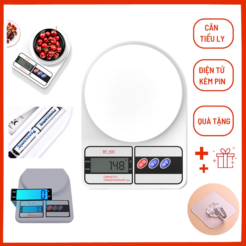 Cân Tiểu Ly Điện Tử Nhà Bếp [GIÁ TỐT]  Màn Hình LCD Mini Định Lượng 1g - 7Kg Làm Bánh Độ Chính Xác Cao Có Hộp Tặng Kèm 2