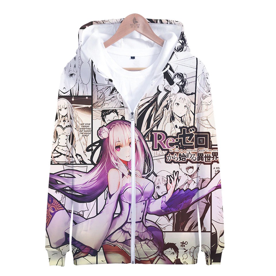 Áo Khoác Nam Tay Dài Có Nón In Hình Nhân Vật Anime Re Zero | BigBuy360 - bigbuy360.vn