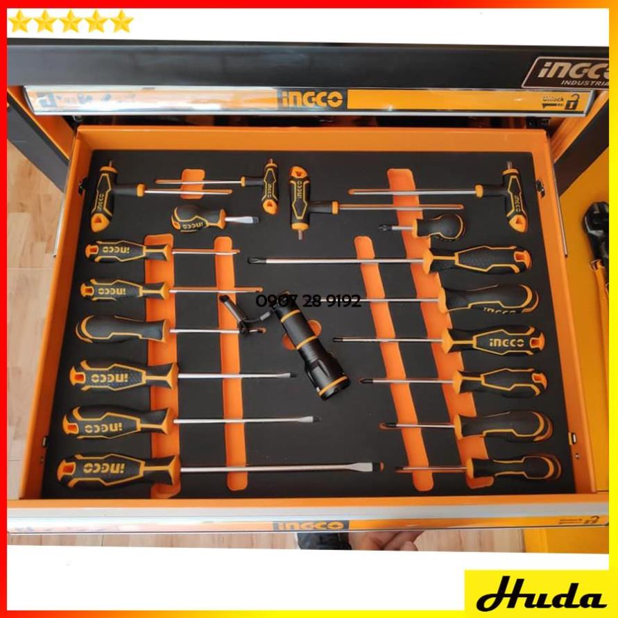Bộ đồ nghề dụng cụ công cụ đa năng đựng trong tủ kéo bánh xe 162 món Total Ingco 1234
