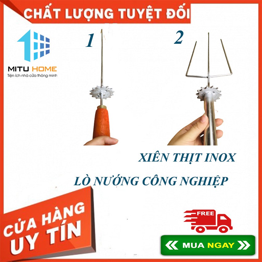 [XIÊN THỊT INOX - LÒ NƯỚNG CÔNG NGHIỆP] COMBO XIÊN THẲNG + XIÊN 3 CHẠC 6 LY - MITUHOME - CHUYÊN DÙNG TRONG LÒ NƯỚNG VỊT