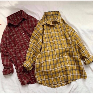 Áo sơ mi oversize caro đỏ