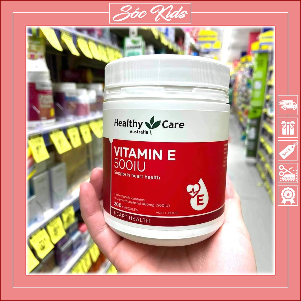 Vitamin E Healthy Care 500iu Chăm Sóc Da Mặt Từ Bên Trong Cho Mẹ - CHUẨN ÚC | DATE 2023 | MẪU MỚI | 200 VIÊN | SÓC KIDS | Thế Giới Skin Care