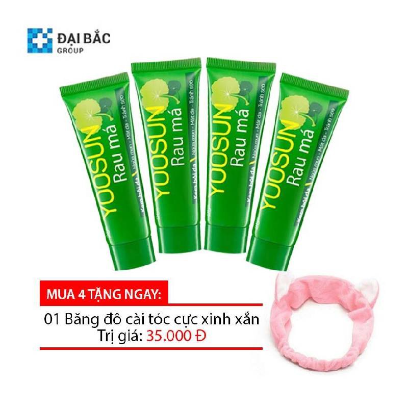 [MUA 4 TẶNG 1] Combo 4 tuýp kem dịu mẩn ngứa, ngừa mụn, mát da YOOSUN RAU MÁ 25g/tuýp - Tặng 1 băng đô trị giá 35k