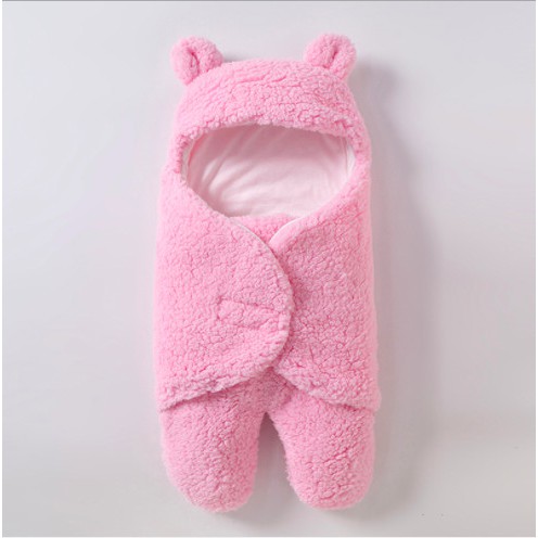 Chăn ủ lông cừu giữ ấm cho bé sơ sinh giúp bé không giật mình, chăn lông cừu MỊN KIDS