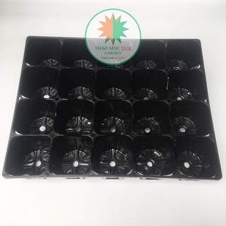 Combo 5 bộ khay 20 lỗ + 100 chậu ươm 10.5 chuẩn nhật - khay ươm cây con, cây giống, trồng hoa làm vườn