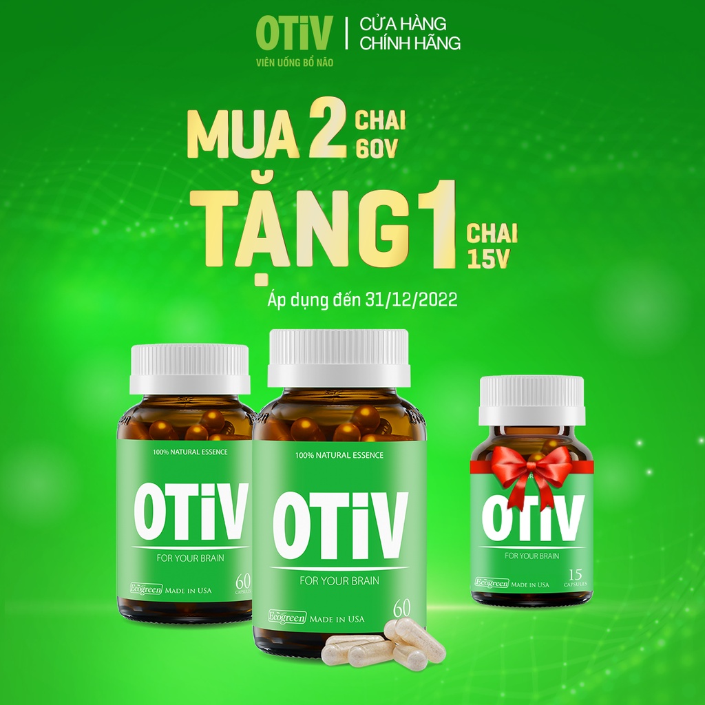 Combo 2 hộp viên uống OTIV bổ não 60 viên tặng 1 hộp 15 viên