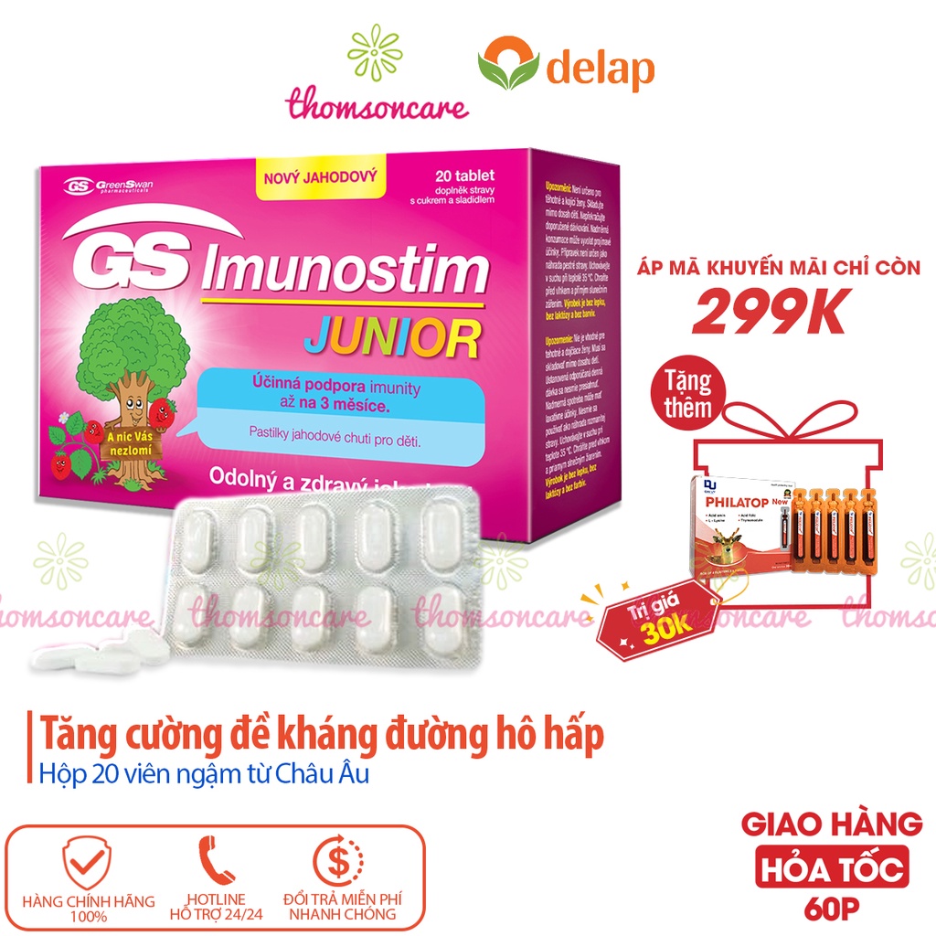 GS Imunostim Junior - Giúp bé tăng cường sức đề kháng, phòng ngừa cảm lạnh cho trẻ - Nhập khẩu từ Ý