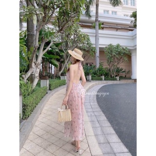 Váy cổ yếm dập li quảng châu