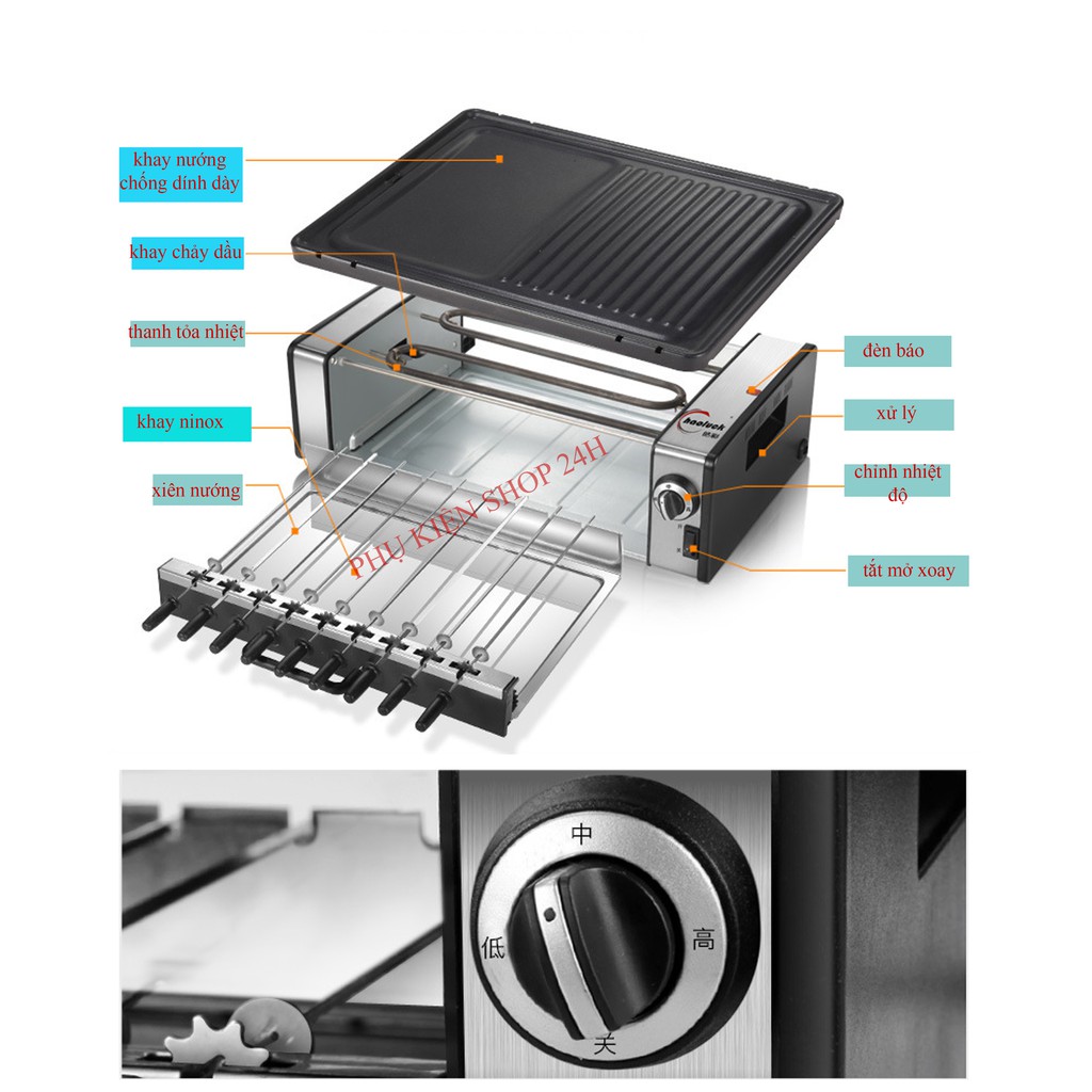 bếp nướng không khói hàn quốc đa năng quay tự động một khay ( mới 2019 )