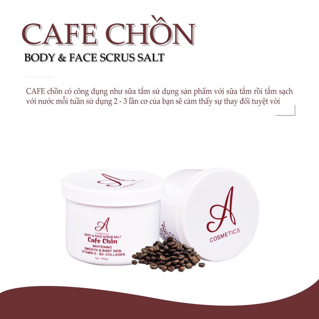 Muối tẩy da chết Cafe Chồn Acosmetics hàng chính hãng 350gr