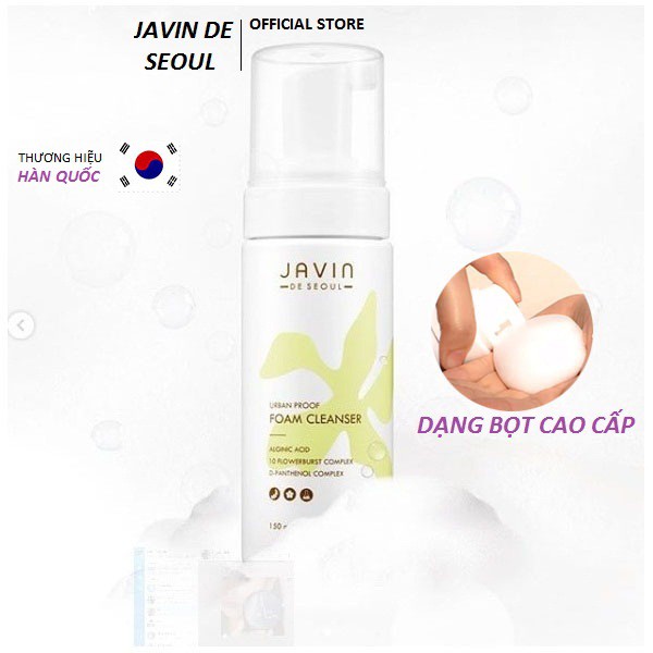 Sữa Rửa Mặt Bọt 💖💖 Sữa rửa mặt tạo bọt _Javin De Seoul Urban Proof Foam Cleanser 150 ml