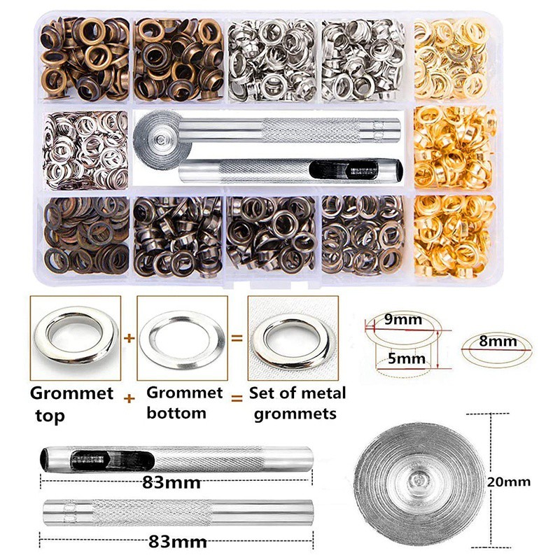 Bộ 400 Khoen Xỏ Dây Giày 3 / 16inch 4 Màu Sắc