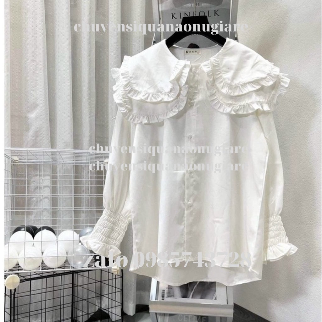 áo sơ mi nữ cổ bèo , áo babydoll tay bèo hàng QCCC loại 1 A00012 kaca chuyensiquanaonugiare