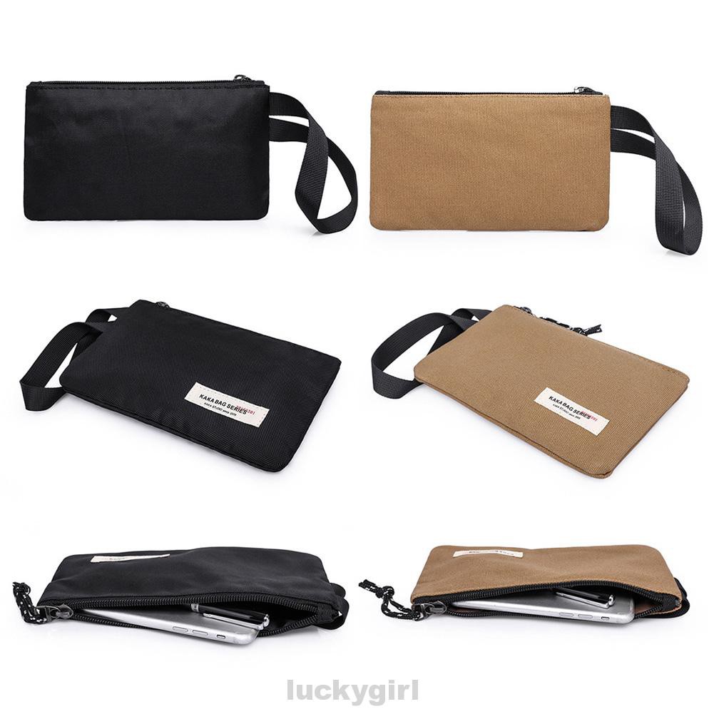Man Zipper Canvas Envelope Bag Simple Phone Holder Fashion Pouch Small Casual