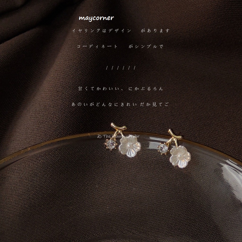 Khuyên tai cành hoa mạ bạc 925 cao cấp A883