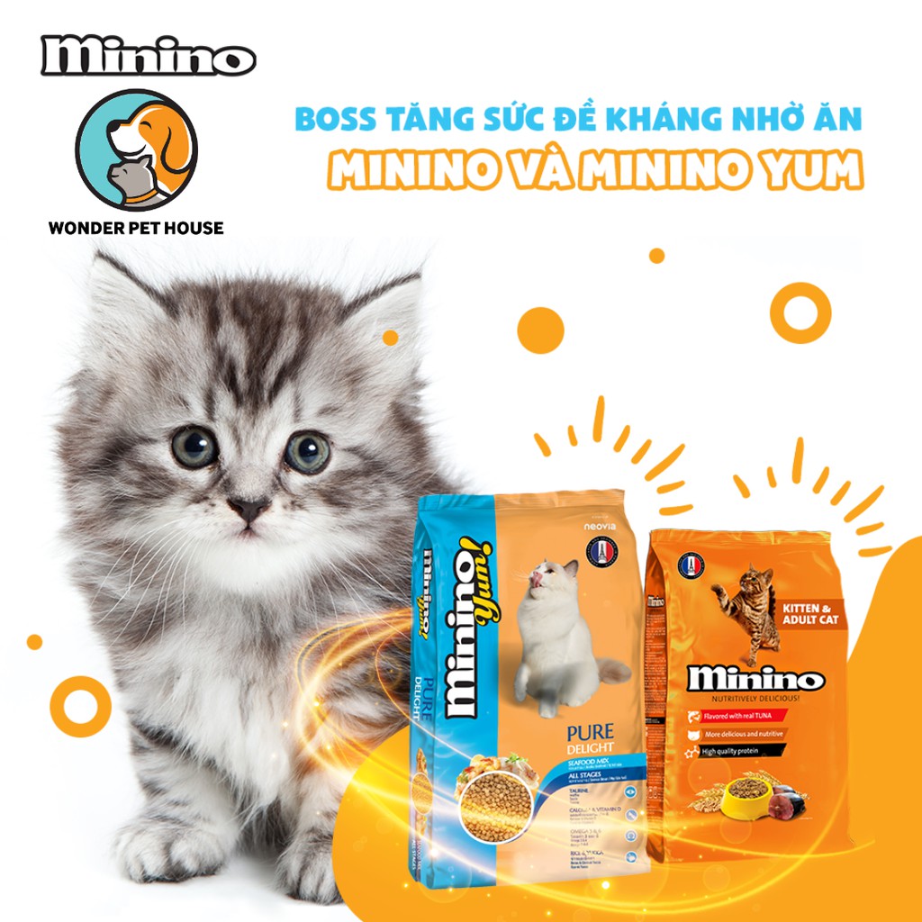 Hạt khô Minino 1.3kg Thức Ăn cho mèo con và mèo lớn