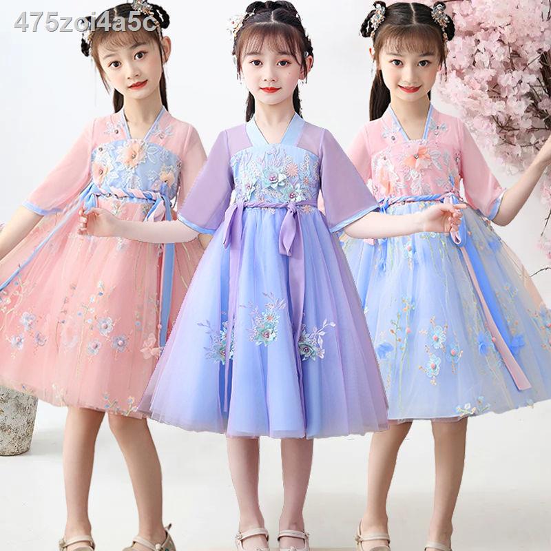 ∏❂✺Váy bé gái, quần áo mùa hè, kiểu trung quốc, váy trẻ em, kiểu tây, trang phục cổ trang, đồ Hán, siêu