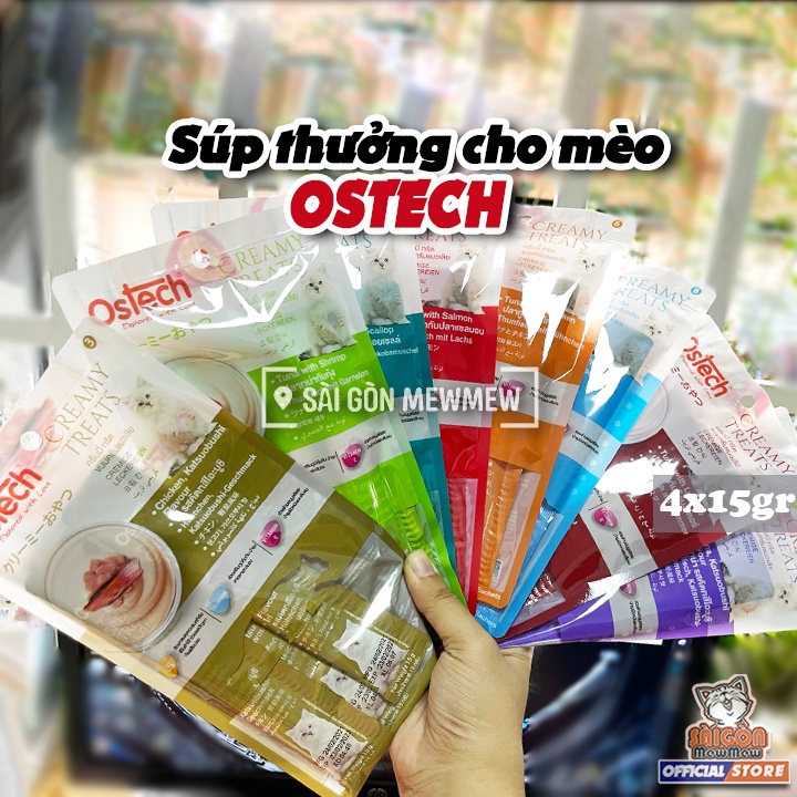 Súp thưởng cao cấp cho mèo OSTECH CREAMY TREAT Bịch 4 thanh x 15gr| Sài Gòn MewMew