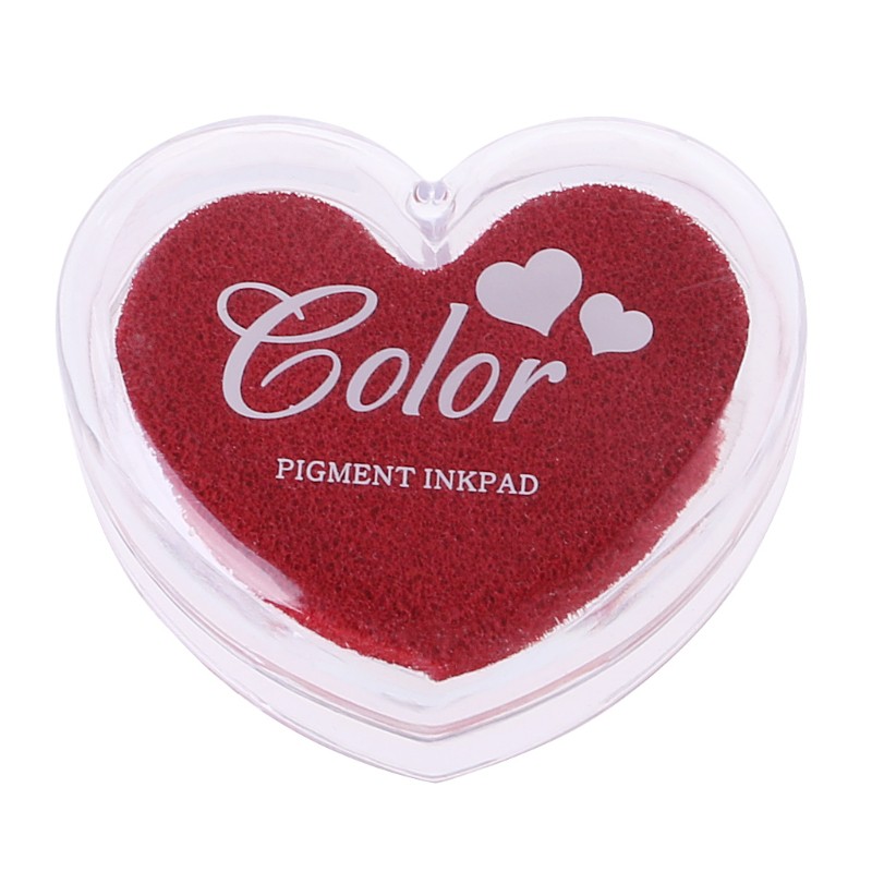 ❤❤Heart Shaped Colorful Oil Ink Pad Rubber Stamp Partner Craft Rainbow