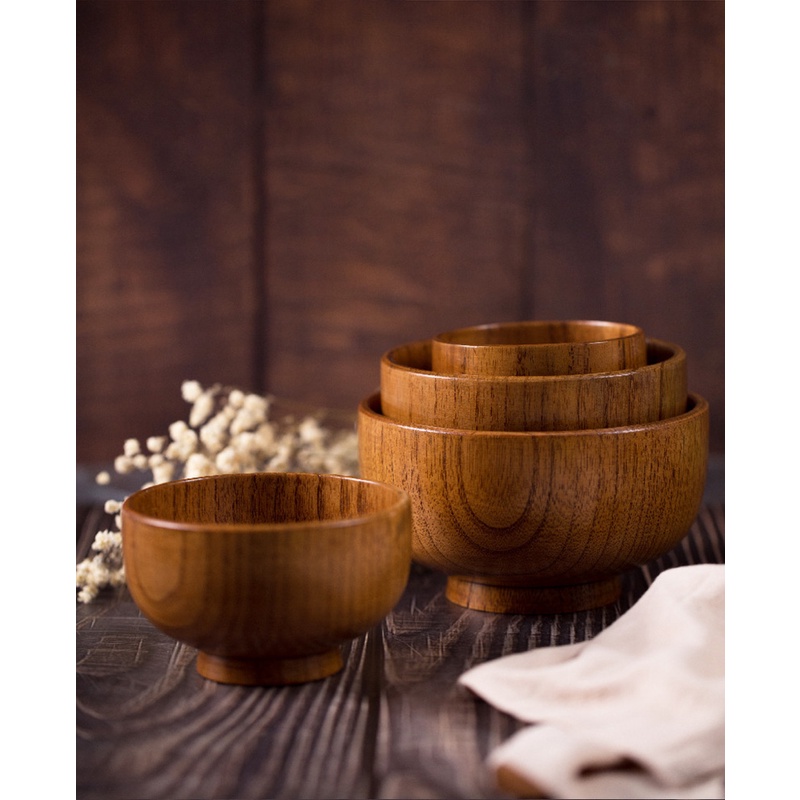 Bát Ăn Cơm / Súp Bằng Gỗ Cỡ Lớn Phong Cách Nhật Bản Độc Đáo