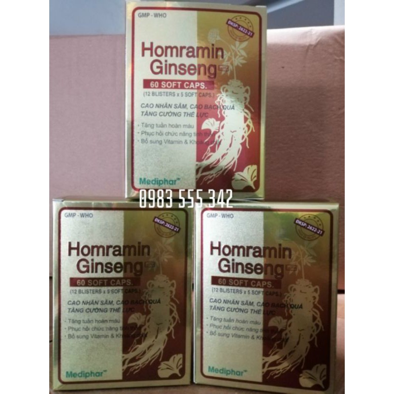 HOMRAMIN GINSENG NHÂM SÂM - Tăng Cường Bồi Bổ Sức Khỏe - Nguyên Liệu Nhập Khẩu Mỹ- Hộp 60 Viên