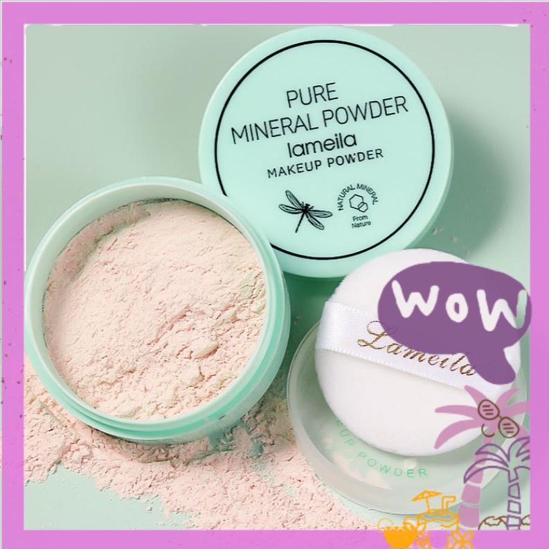 BỘT PHẤN PHỦ XANH Pure Mineral Powder Lameila kiềm dầu makeup powder che phủ mềm mịn lâu trôi sỉ tốt nội địa NGỰA BEAUTY