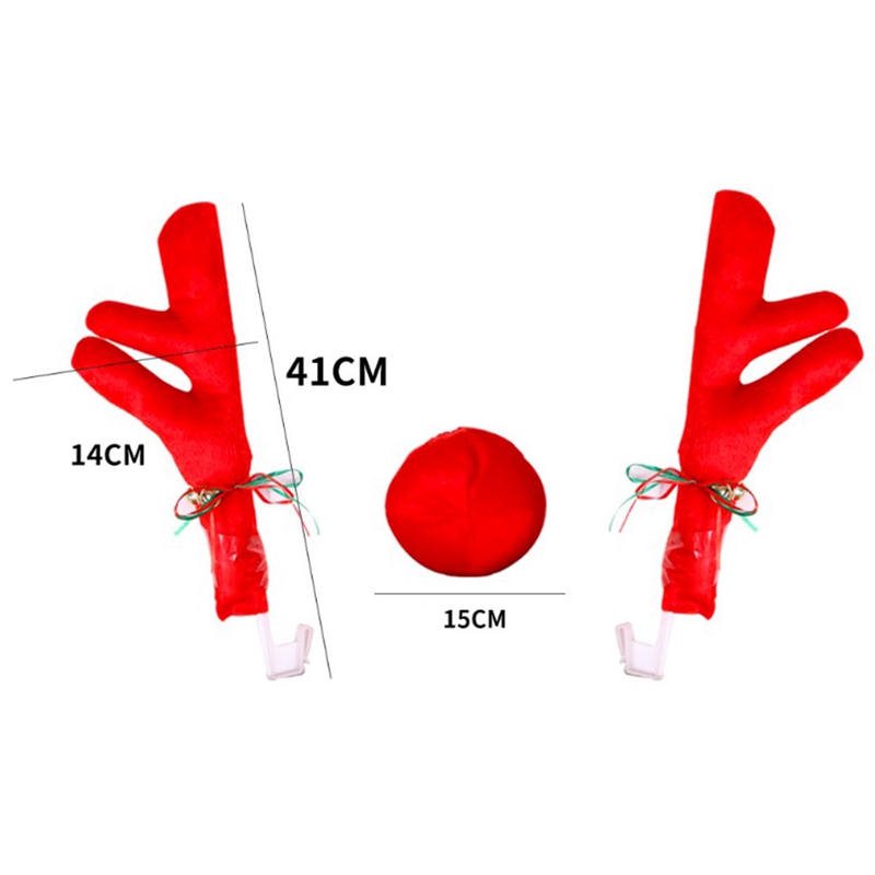 Phụ kiện sừng tuần lộc/Mũi đỏ trang trí cho ô tô/xe tải SUV mùa Giáng Sinh