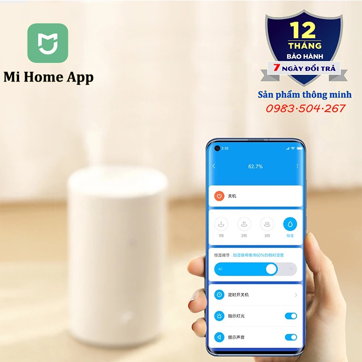 Máy phun sương tạo ẩm thông minh Mijia Smart Humidifier MJJSQ04DY - Ion kháng khuẩn - Kết nối App Mi Home - Dung tích 4L