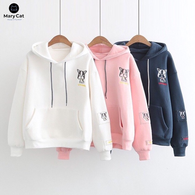 Áo hoodie nỉ thêu hình cún siêu hott kèm video ảnh thật