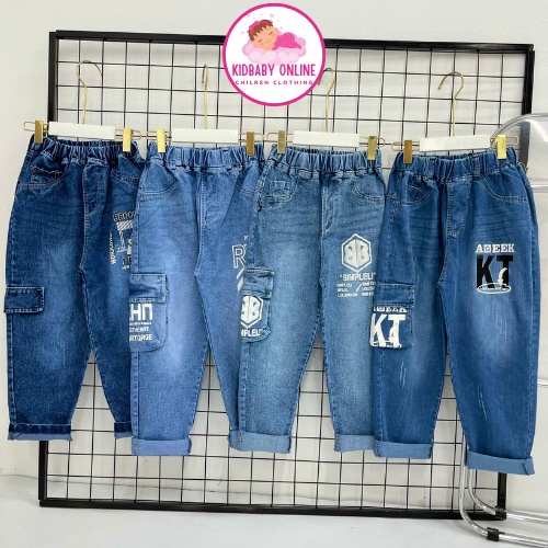 Quần Jeans Ống Rộng Thời Trang Cao Cấp Dành Cho Bé Trai 6-12 tuổi- Quần bò Jeans cho bé trai 25-50kg KidbabyOnline K143