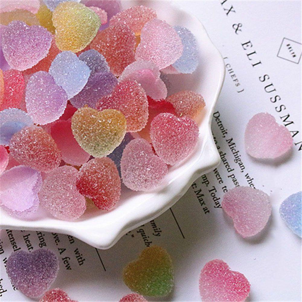 DARON Phụ Kiện Trang Trí Hình Trái Tim Nhiều Màu Sắc Bằng Resin