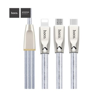 Cáp sạc 3 đầu Hoco U9 dài 1.5M (Lightning + MicroUSB + Type-C)