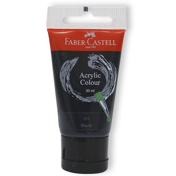 Tuýp màu vẽ acrylic 30ml black (đen) Faber 183099