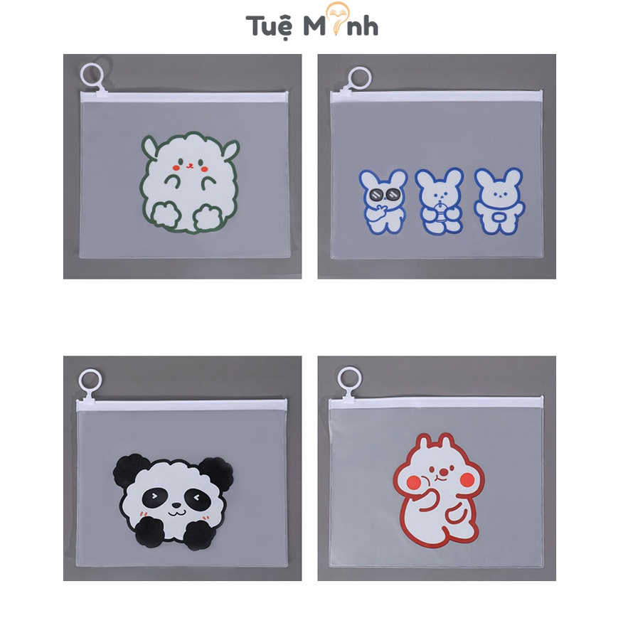 Túi zip trong suốt cute đựng đồ K59 có khóa VPP Tuệ Minh, túi đựng bút đồ dùng học tập dễ thương kiểu Hàn Quốc