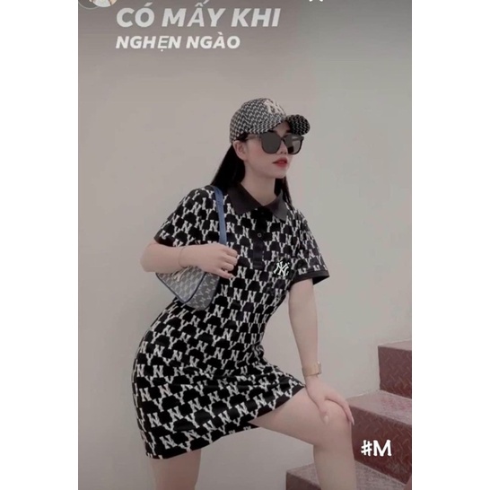 Váy polo nữ NY ngắn tay cổ sơ mi hot hít MLB năng động thể thao dáng xuông dễ mặc thoải mái xuất dư 2 màu đen trắng | BigBuy360 - bigbuy360.vn