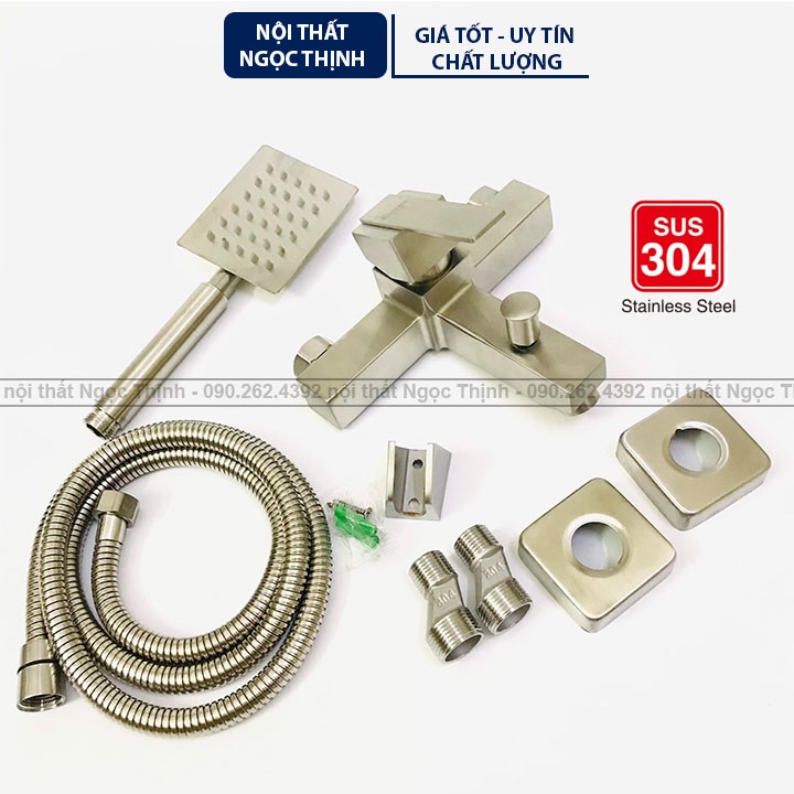 Bộ củ sen tắm nóng lạnh SENTANO kiểu VUÔNG inox 304 không gỉ cao cấp kèm đủ phụ kiện inox 304