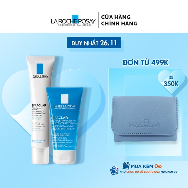 [Mã FMCGMALL -8% đơn 250K] Bộ đôi giảm mụn thông thoáng lỗ chân lông và ngừa thâm La Roche Posay Effaclar Duo+