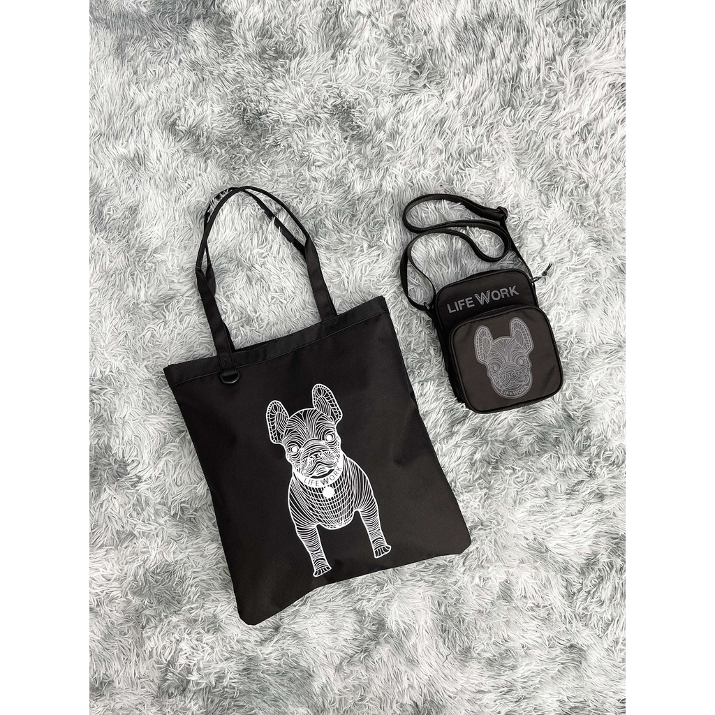 Túi Xách Chó Logo Shopper Bag Black B409