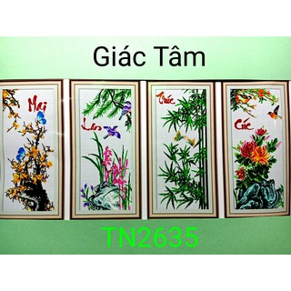 Tranh thêu MAI LAN TRÚC CÚC - 140x78cm - TN2635 - CÂY CHIM BƯỚM CHỮ - tranh thêu chữ thập chưa thêu