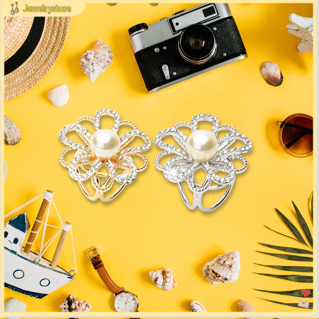 Phụ kiện giữ khăn choàng hình hoa đính rhinestone thời trang