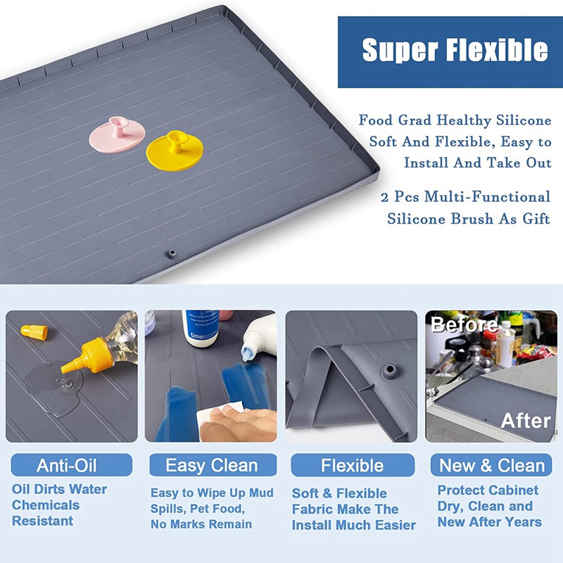 Thảm Lót Bồn Rửa Chén Chống Nước Bằng Silicon Dẻo Kích Thước 34x22 Inch Tiện Dụng Cho Nhà Bếp