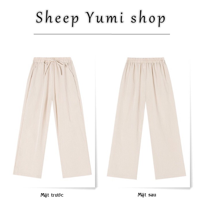 Quần đũi xước dài ống rộng suông Culottes cạp chun cực thoáng mát SHEEP YUMI SHOP QD04