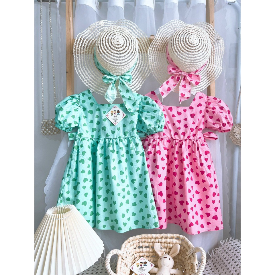 Set váy trái tim kèm mũ cho bé