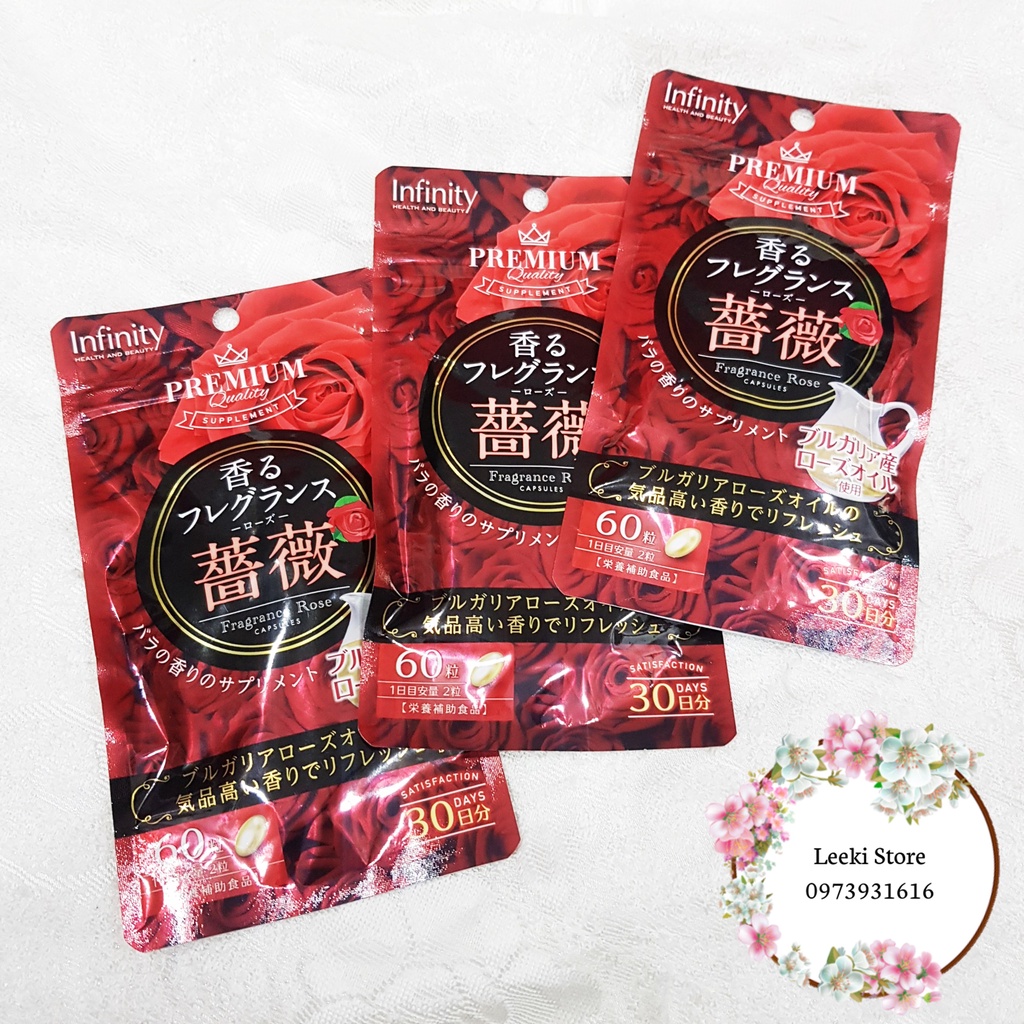 Viên Uống Thơm Cơ Thể Premium Infinity Fragrance Rose 60 Viên Nhật Bản