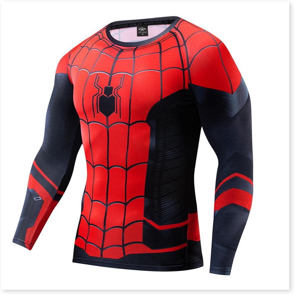 Trang Phục Spider Man Cổ Điển Spider Man Top Nén Áo Dài Tay Nhanh Khô Siêu Anh Hùng