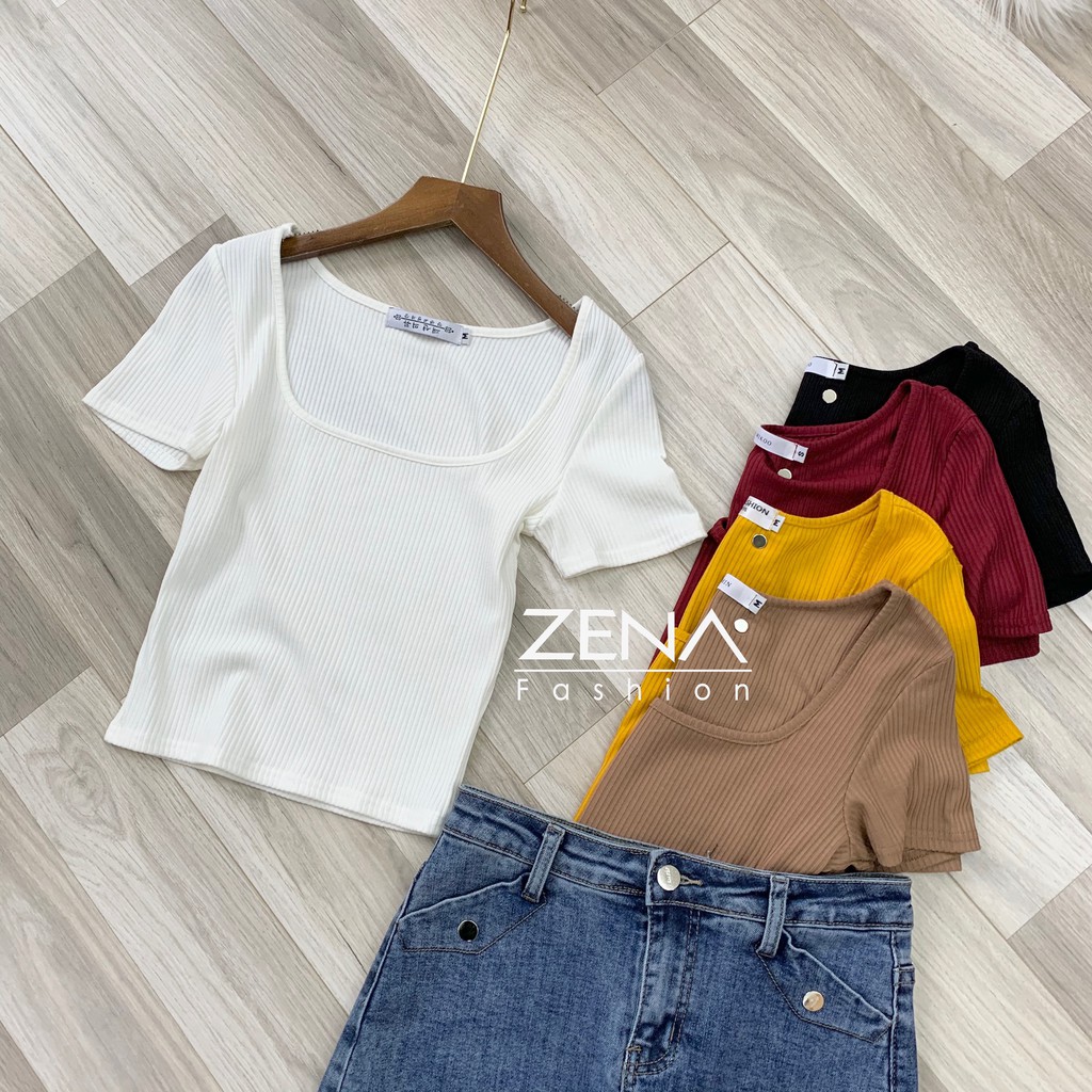 17223	Áo Croptop tăm cổ vuông LLX