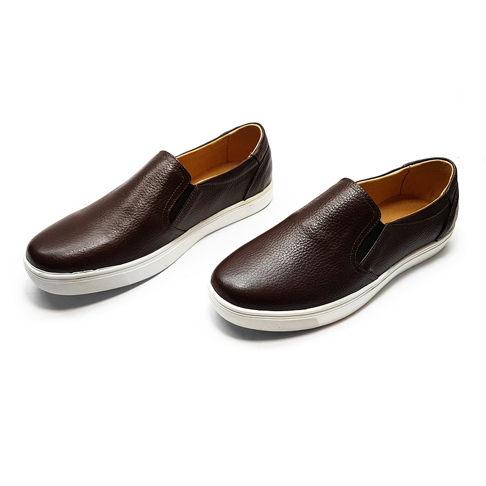 Giày Slip On Nam Da Bò Thật Nguyên Miếng Siêu Mềm VNXK SL13