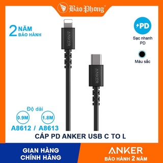 Dây Cáp Sạc Nhanh IP Anker A8613/A8612 PD Type C to cho IP13 14 11 12 pro max X Xs 6 7 8 plus máy tính bảng táo